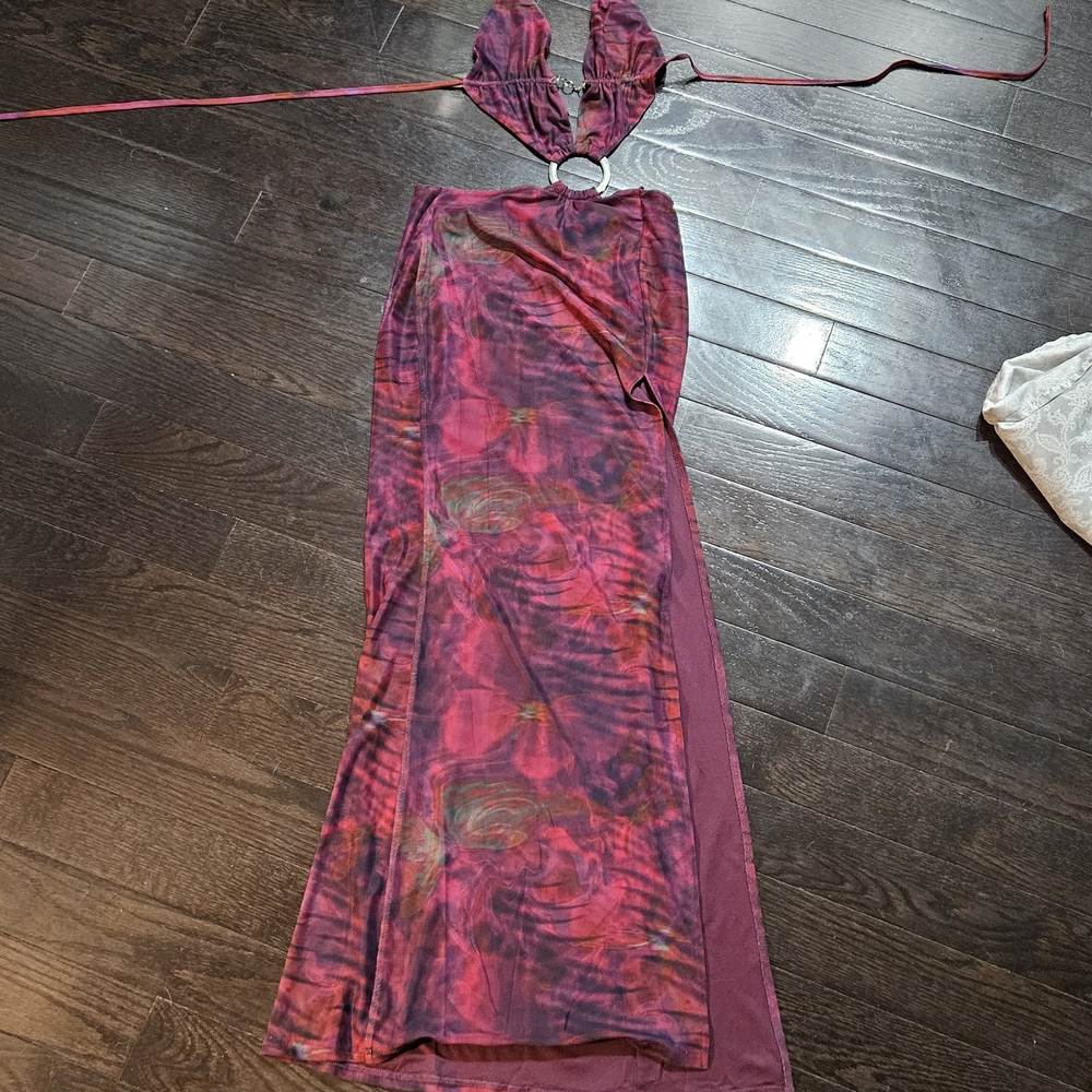 Vibrant Pink and Purple Maxi Dress